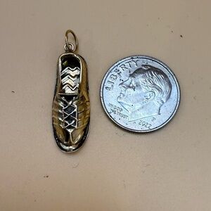 Vintage 14k Gold Running Shoe/ Sneaker Charm Pendant 585, 3D,Engraved Boys Track